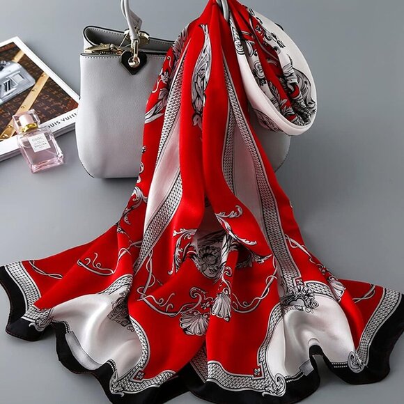 Fashion Scarves Scarf 100% Silk Feeling Scarf Silk Like Scarves Long Lightweight - Picture 3 of 6